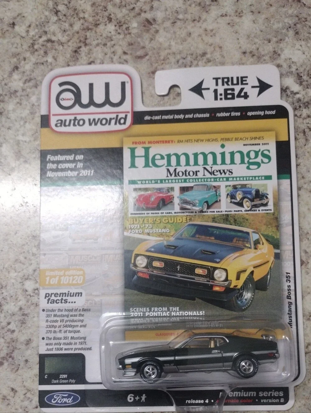1:64 Dark Green 1971 Mustang Boss 351 Die-Cast Car